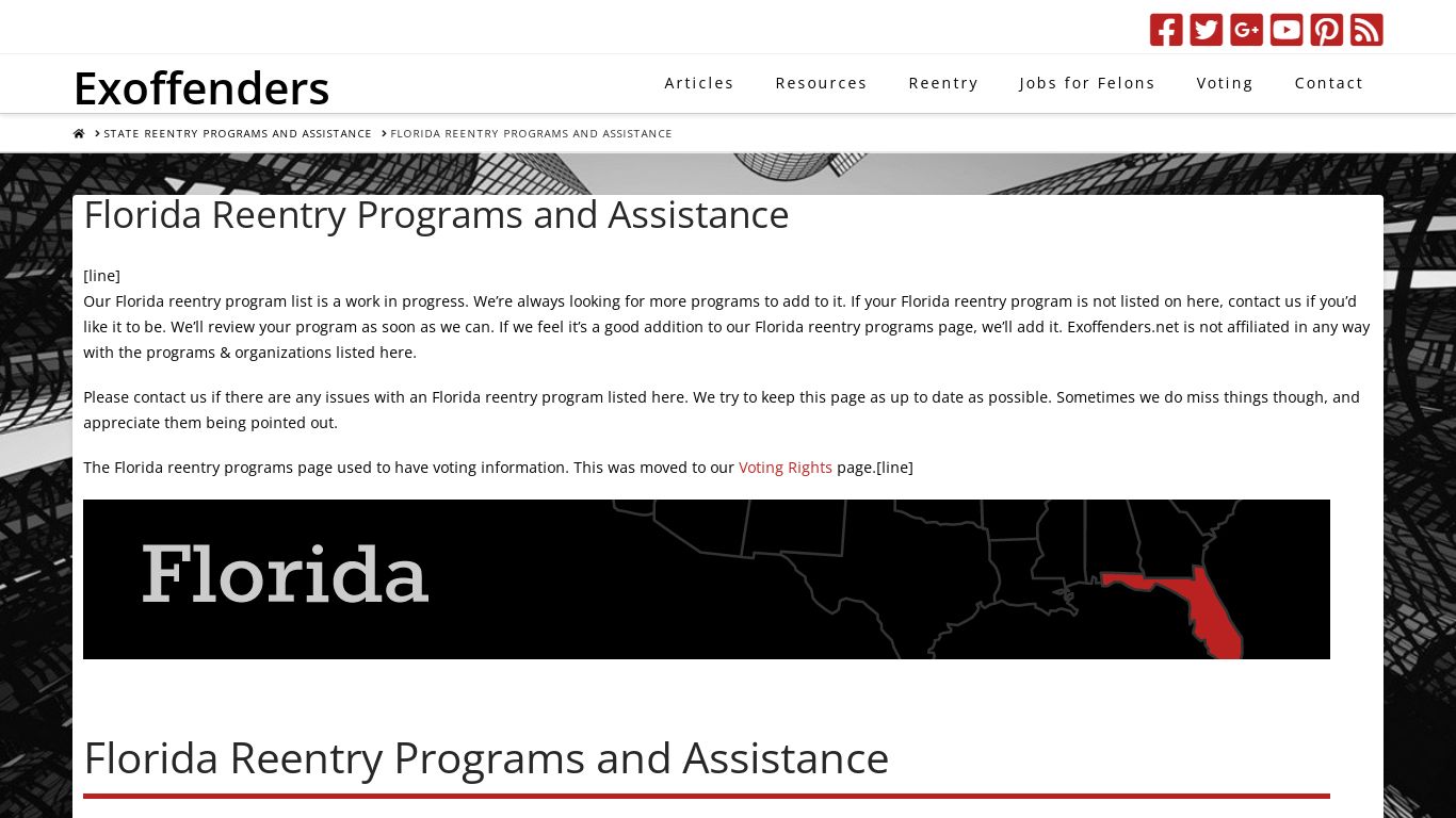 Florida Reentry Programs and Assistance - Exoffenders.net